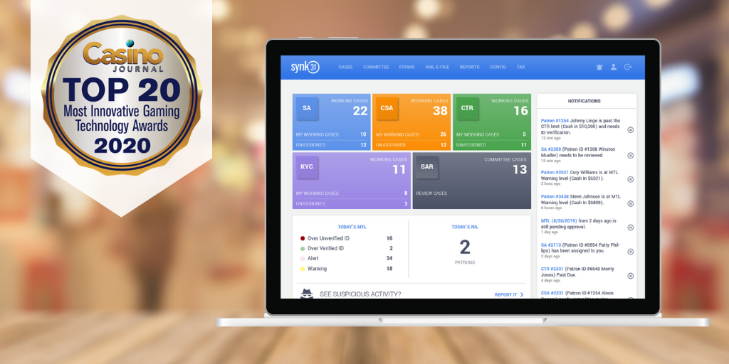 SYNK31 Casino Journal Top 20 Awards Konami Gaming, Inc.
